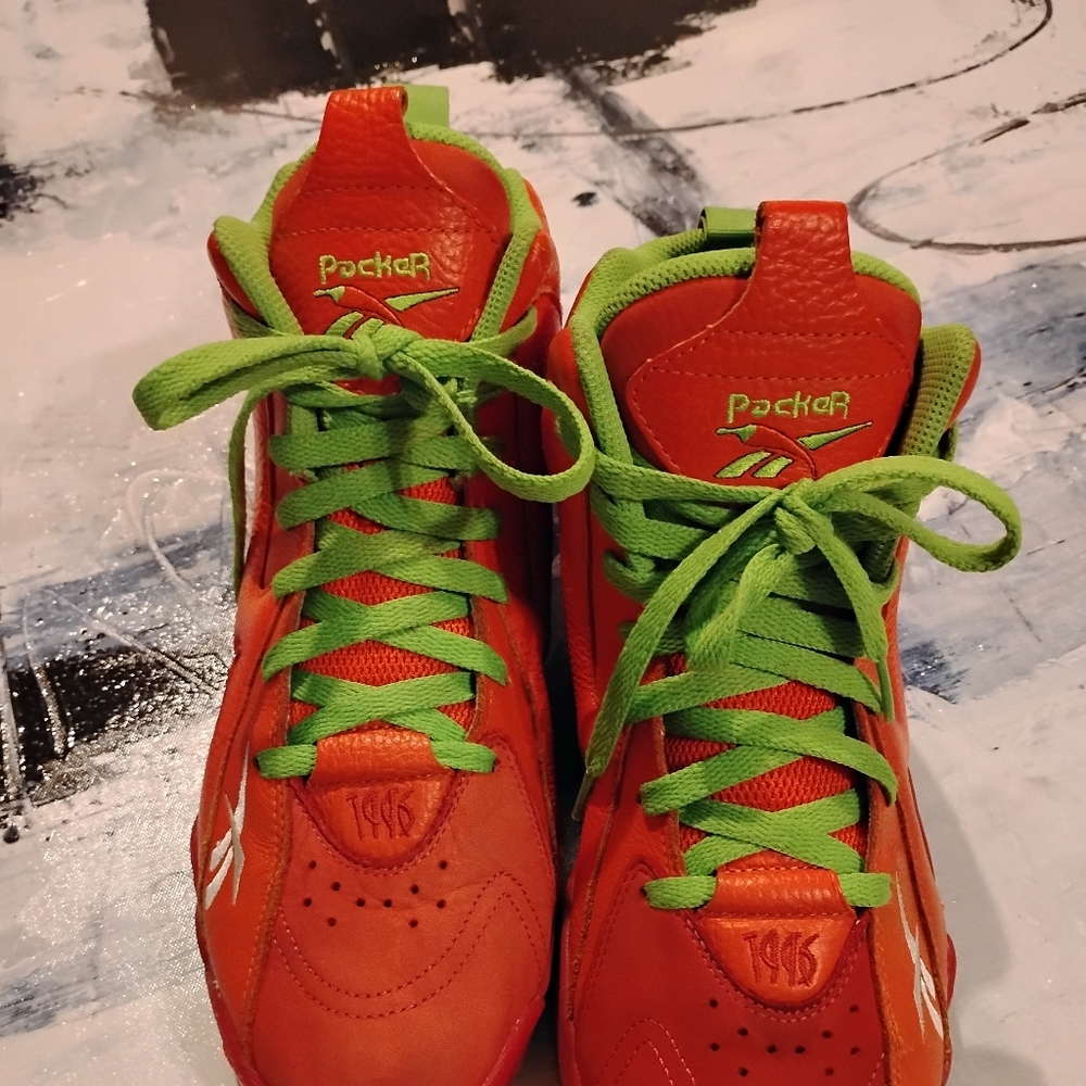 Reebok Kids Bright Orange and Green Sneakers